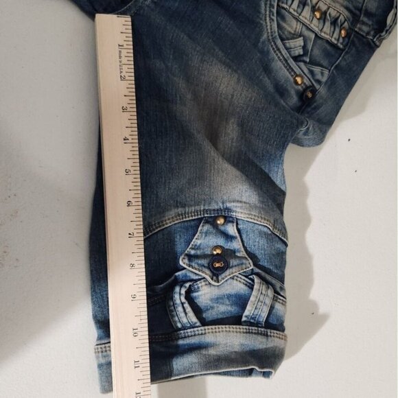 Osheas Jeans Shorts Womens Denim Bermuda Distressed Embellished Pockets Size 10 - Picture 6 of 11